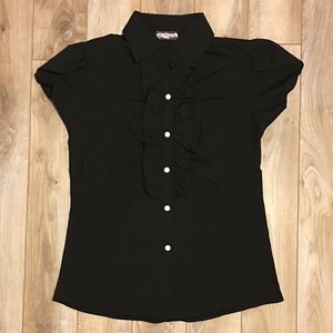 Black Short Sleeves Blouse
